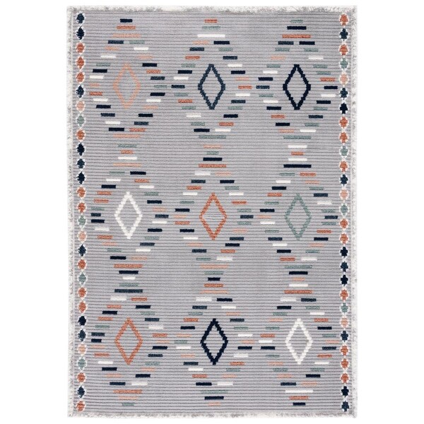 Safavieh 4 x 6 ft. Marrakesh Contemporary Power Loomed Rectangle Rug Grey & Blue Rust MRK602F-4 - main